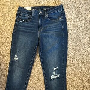 GAP Women's Dark Blue Distressed Jeggings